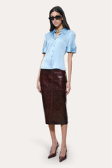 Sylvie Silk Charmeuse Short Sleeve Shirt