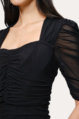 Ruched Mesh Dress