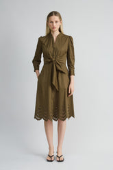 Cotton Tie Embroidered Dress