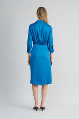 Satin Tie Shirt Dress