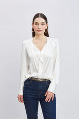 Silk Satin Contour Ruffle Shirt