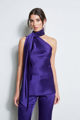 Satin One Shoulder Scarf Top