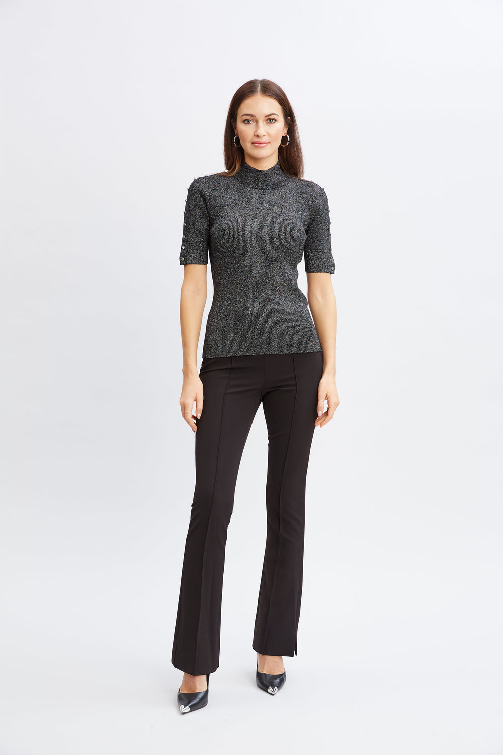 Crepe Seam Slit Flare Pant