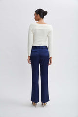 Satin Fit & Flare Sash Pant