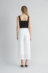 Linen Scallop Hem Pant
