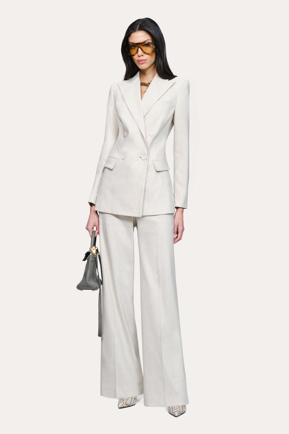 Solenne Double Breasted Linen Blazer