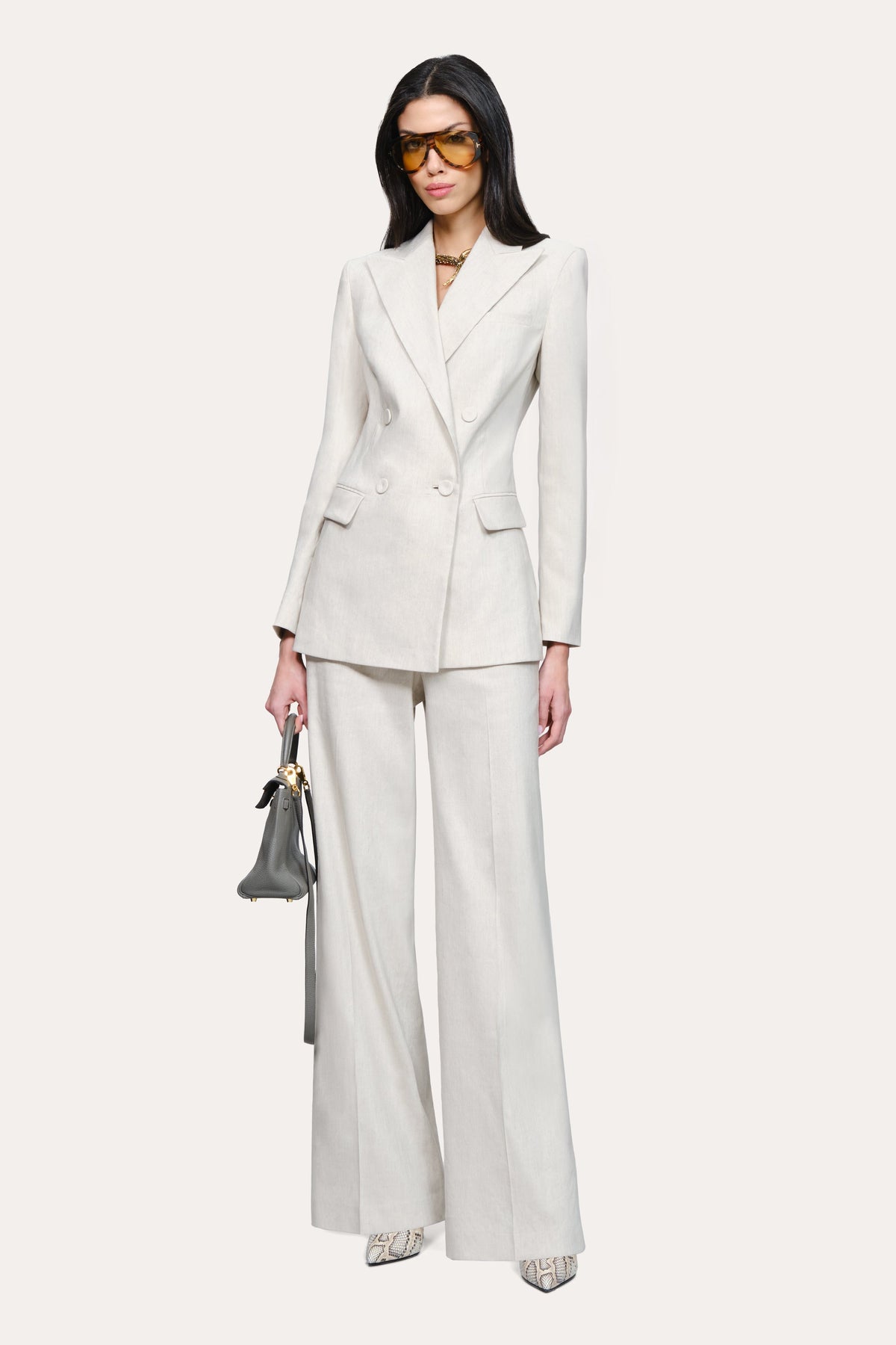 Solenne Double Breasted Linen Blazer