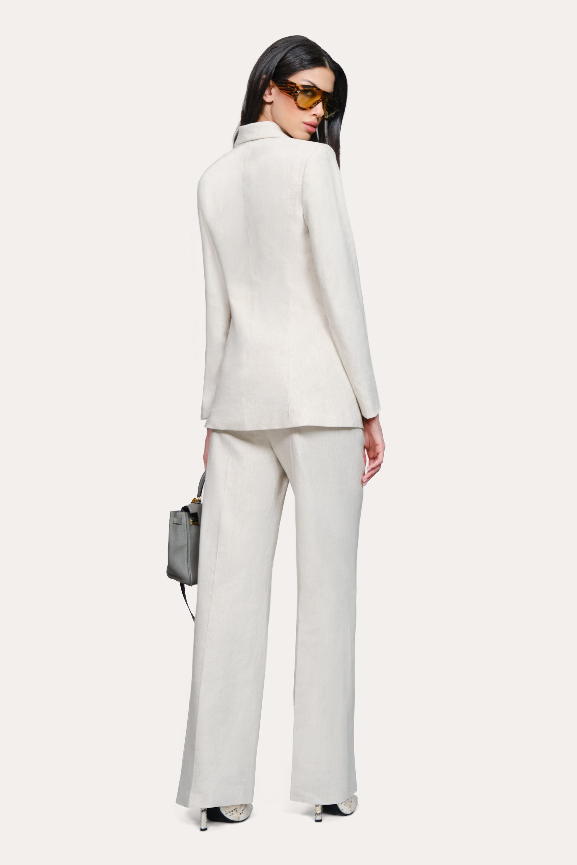 Solenne Double Breasted Linen Blazer