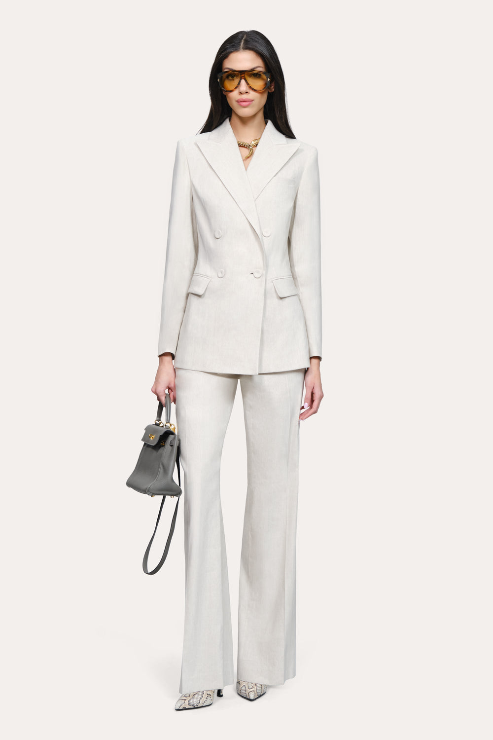 Solenne Double Breasted Linen Blazer