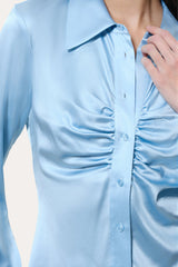 Anya Silk Charmeuse Ruched Shirt