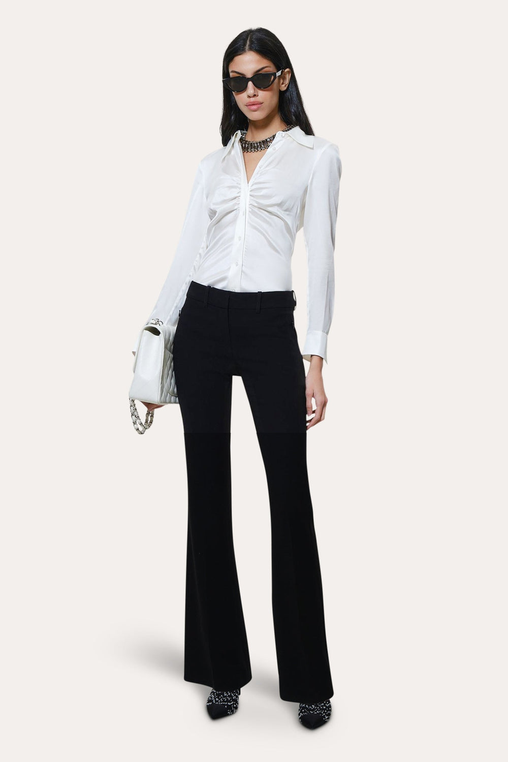 Anya Silk Charmeuse Ruched Shirt