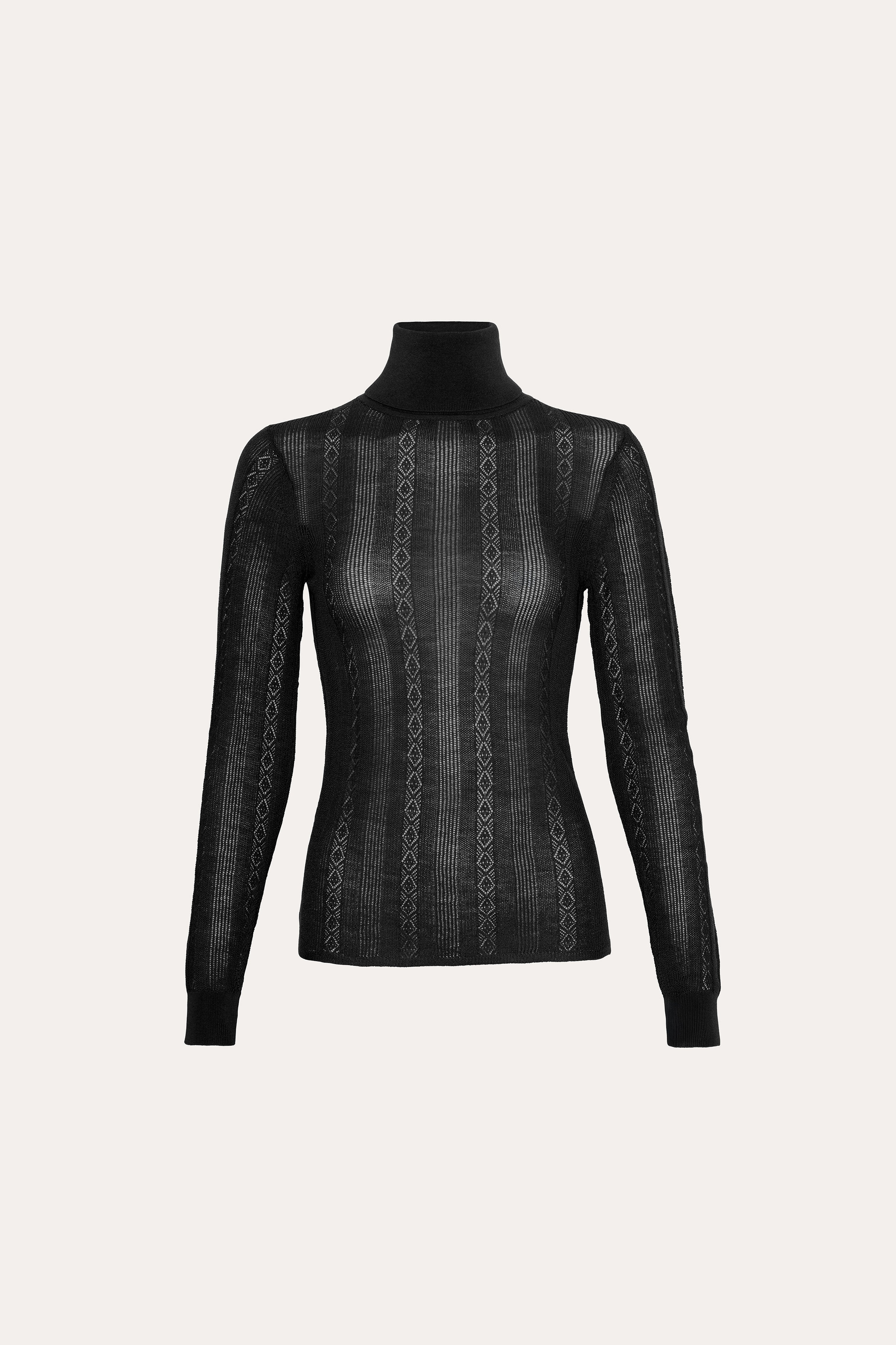 Silk Pointelle Turtleneck Sweater