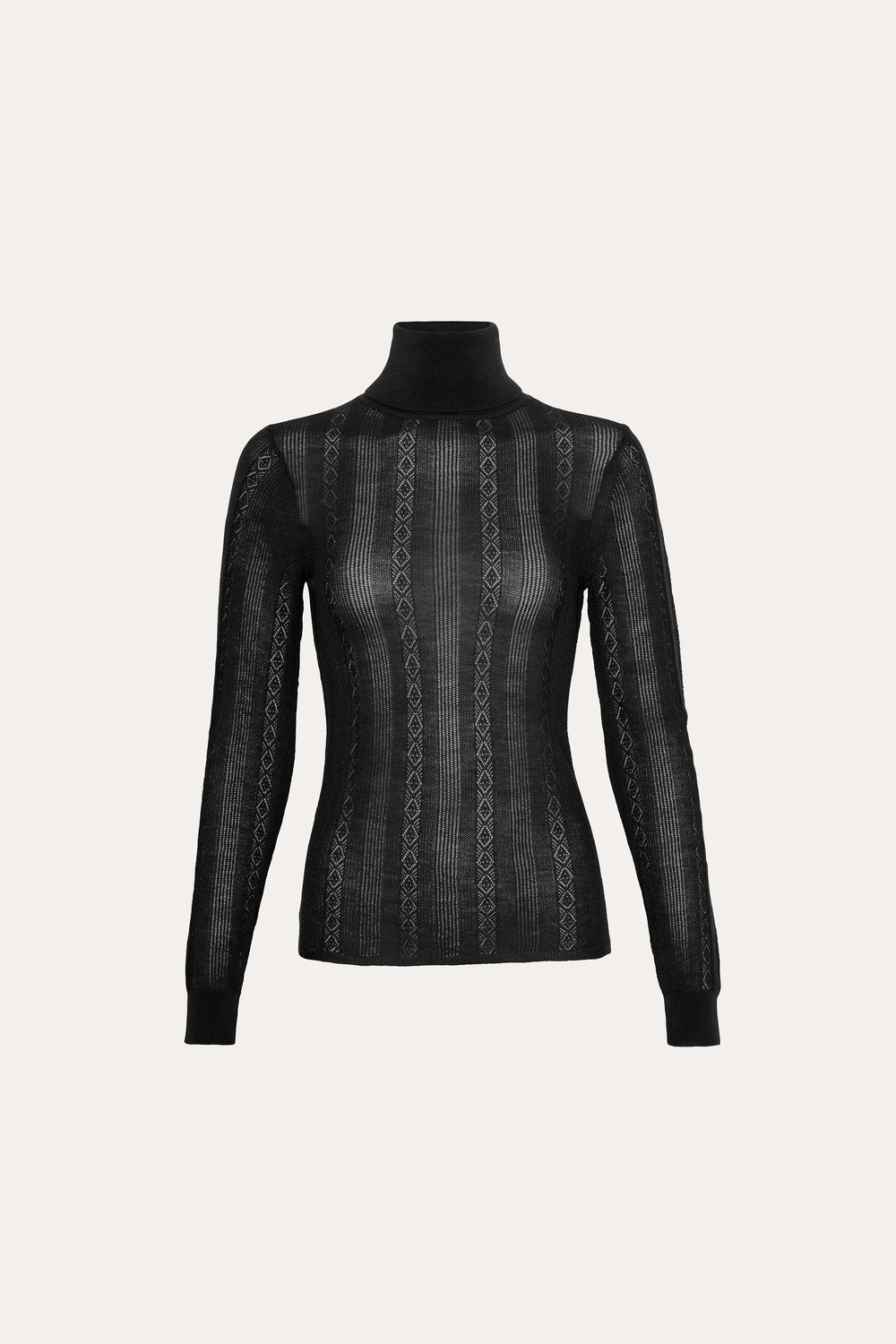 Silk Pointelle Turtleneck Sweater