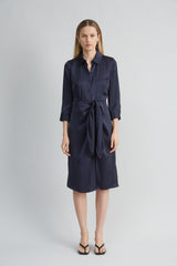 Satin Tie Shirt Dress