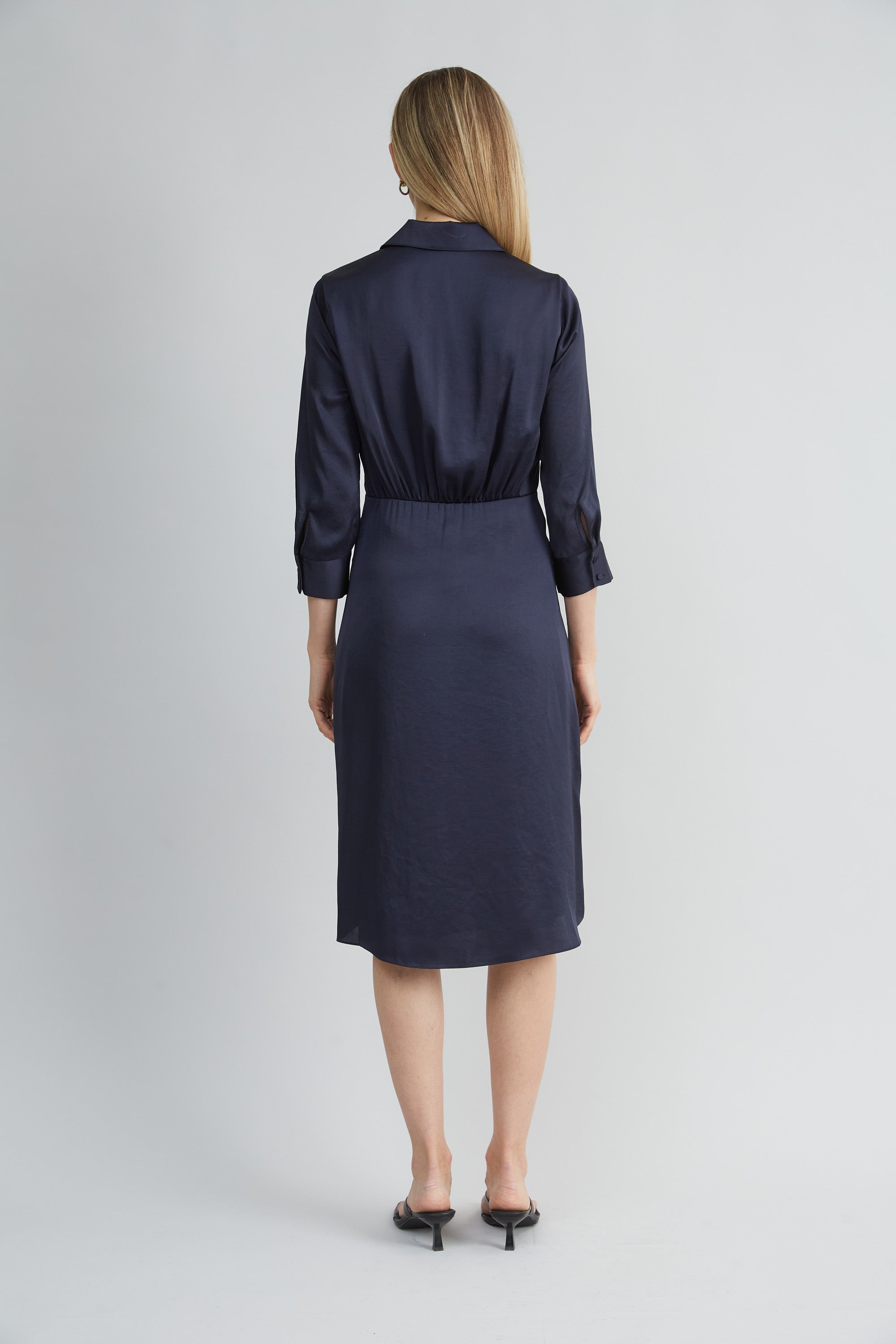 Satin Tie Shirt Dress