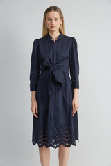 Cotton Tie Embroidered Dress