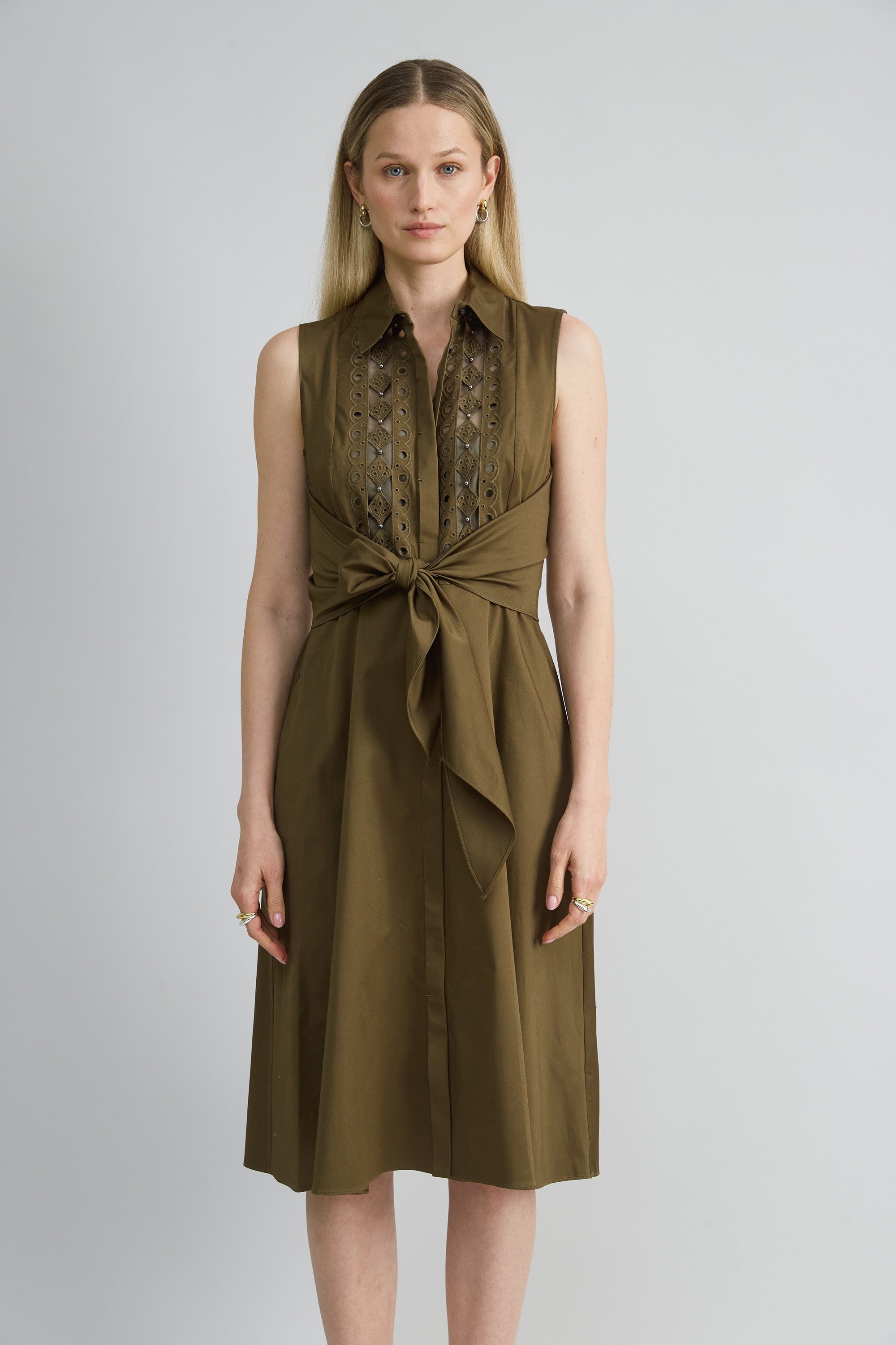 Sleeveless Cotton Tie Dress