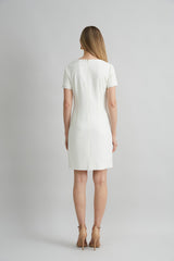 Short Sleeve Flower Applique Dress