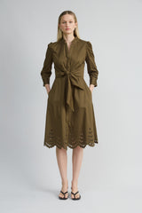Cotton Tie Embroidered Dress