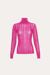 Silk Pointelle Turtleneck Sweater
