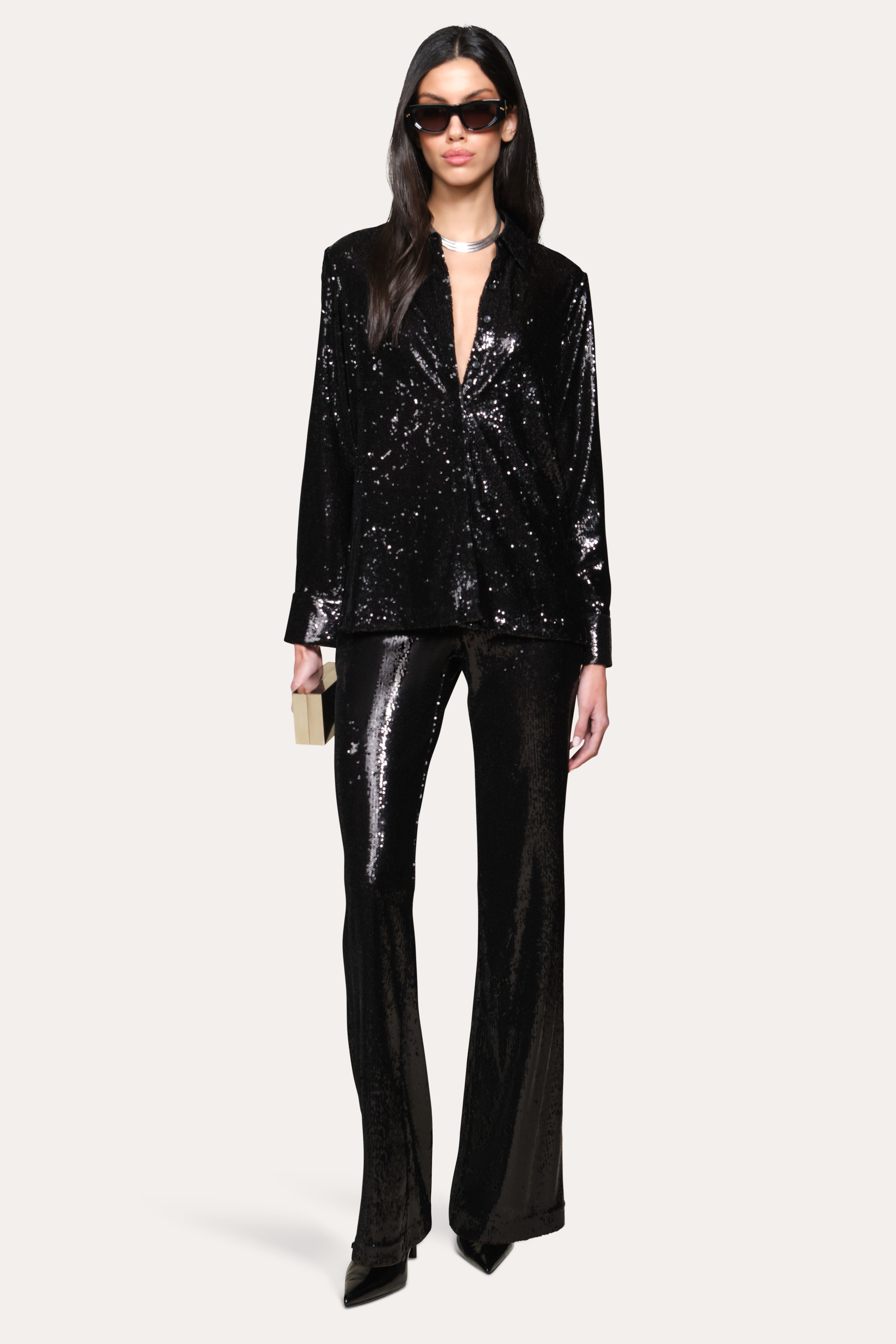 Sequined Button Down