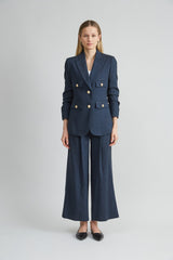 Linen Crest Button Blazer
