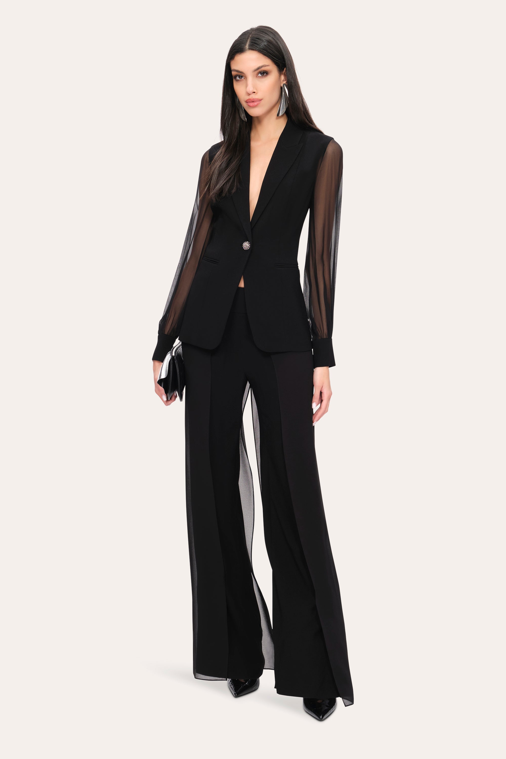 Chiffon Sleeve Blazer
