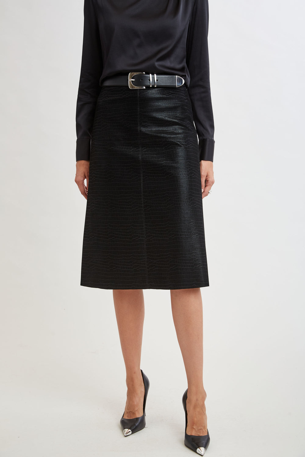 Croc Midi Skirt