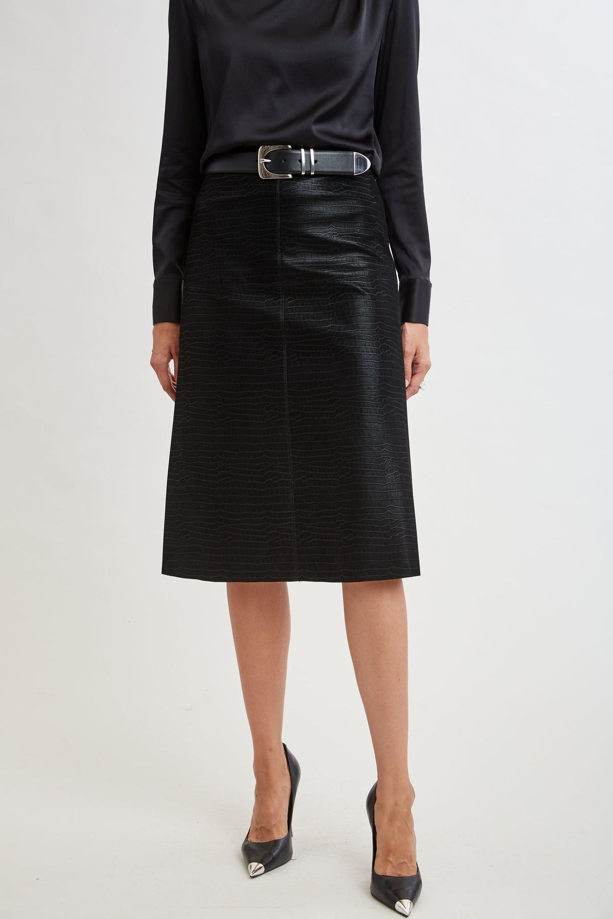 Croc Midi Skirt