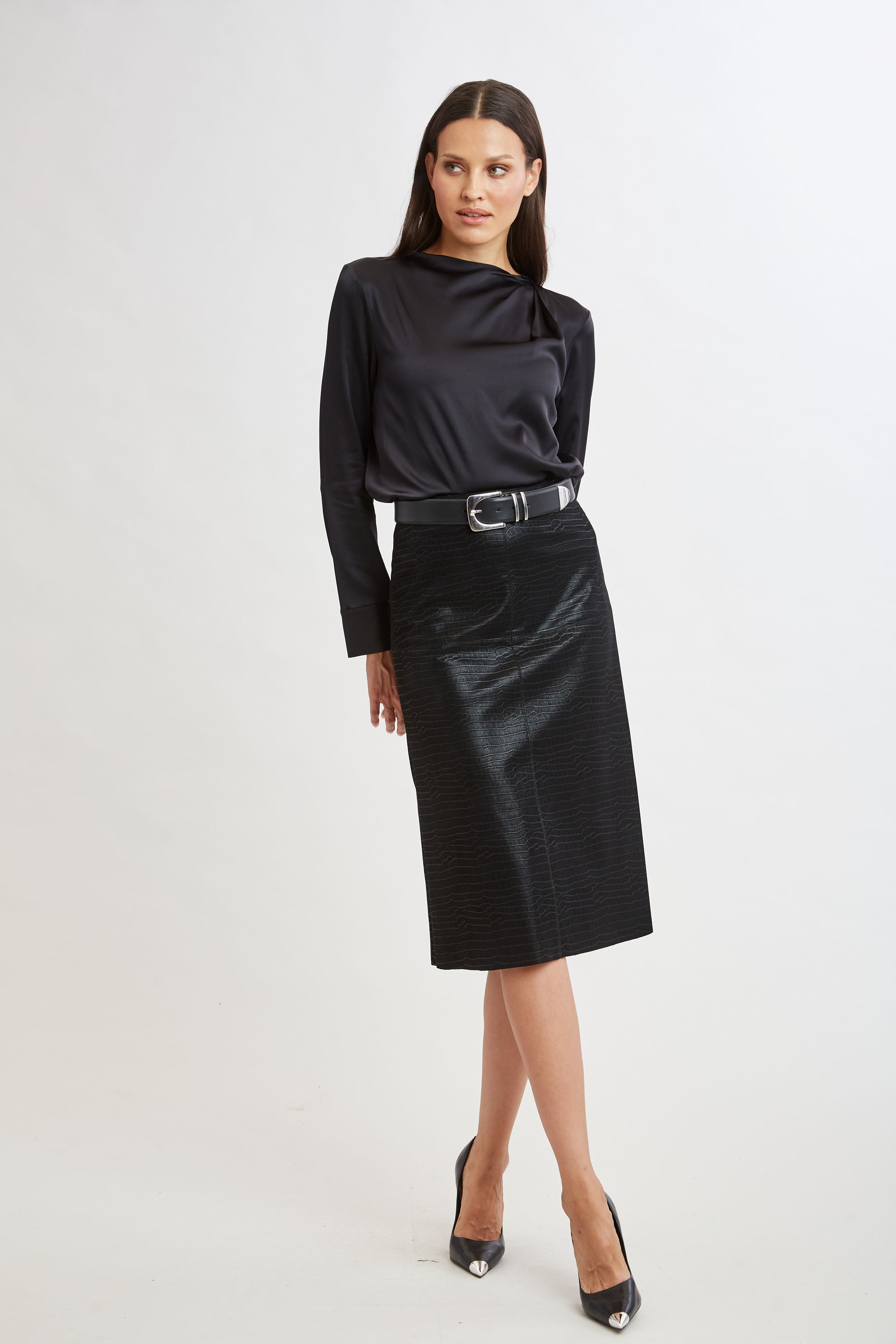 Croc Midi Skirt