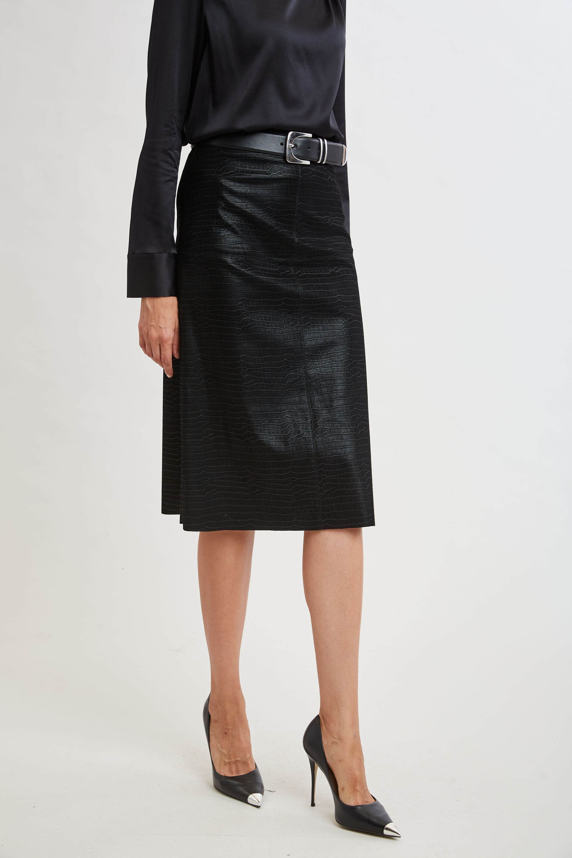 Croc Midi Skirt
