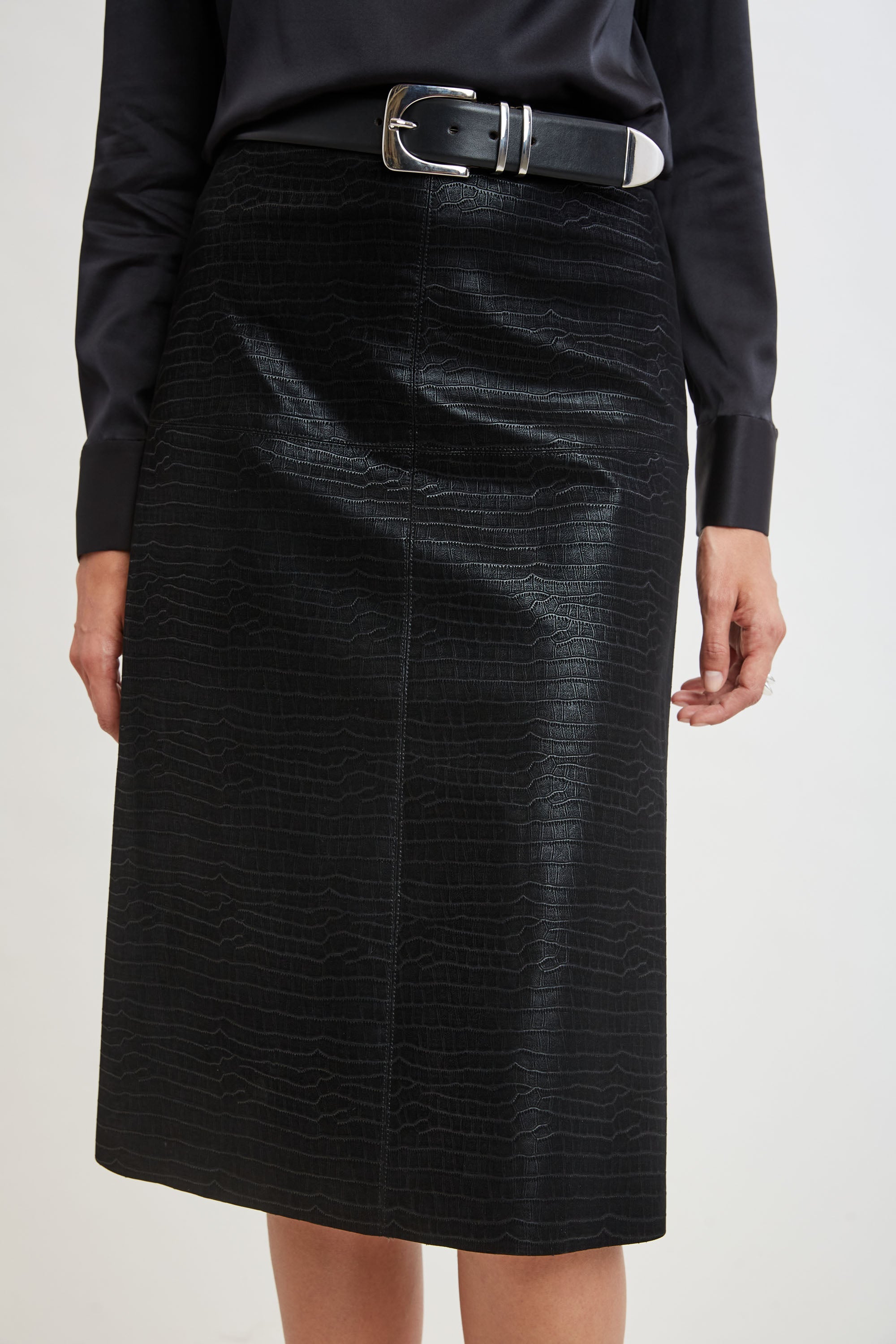 Croc Midi Skirt