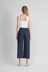 Linen Scallop Hem Pant